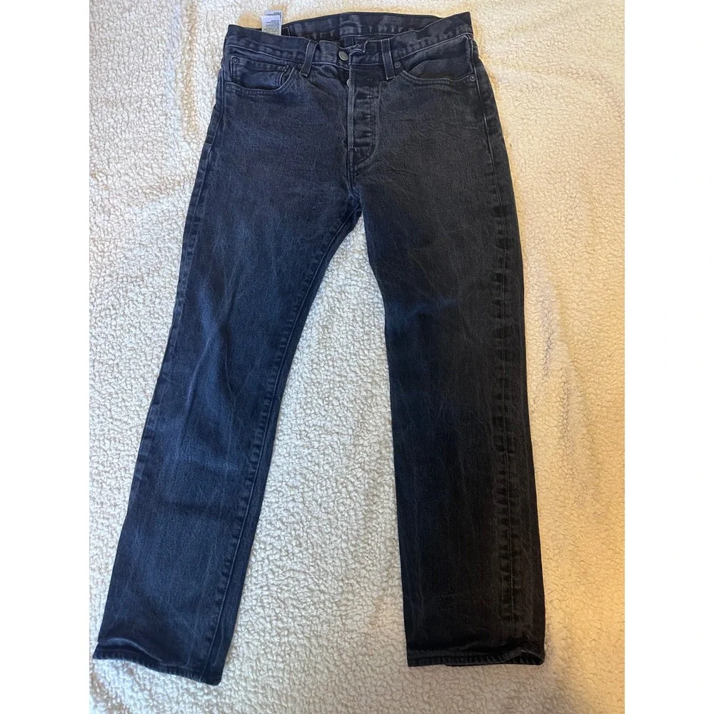 Levis 501 button fly Original Fit Mens Jeans Washed Black Straight Leg 31x30